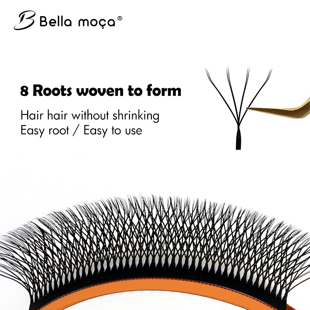10Pcs Bella Moça Cílios Duplo W4D (volume egípcio) Curvatura 0.07D para Extensão de Cílios