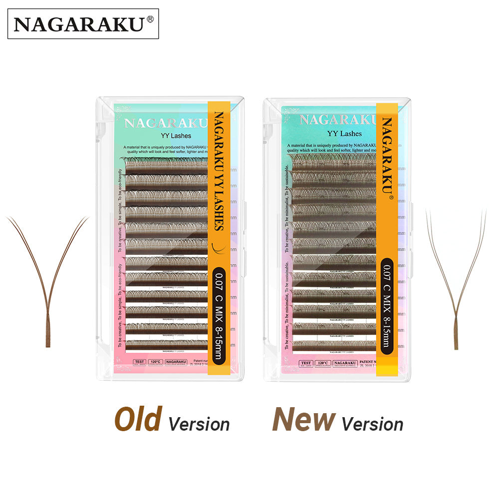 NAGARAKU Brown YY Shape Triple Tips Hand Woven  Eyelashes Extension