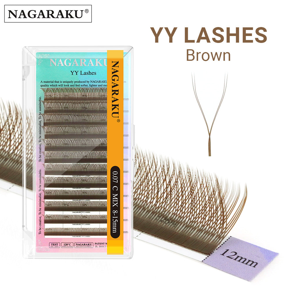 NAGARAKU Brown YY Shape Triple Tips Hand Woven  Eyelashes Extension