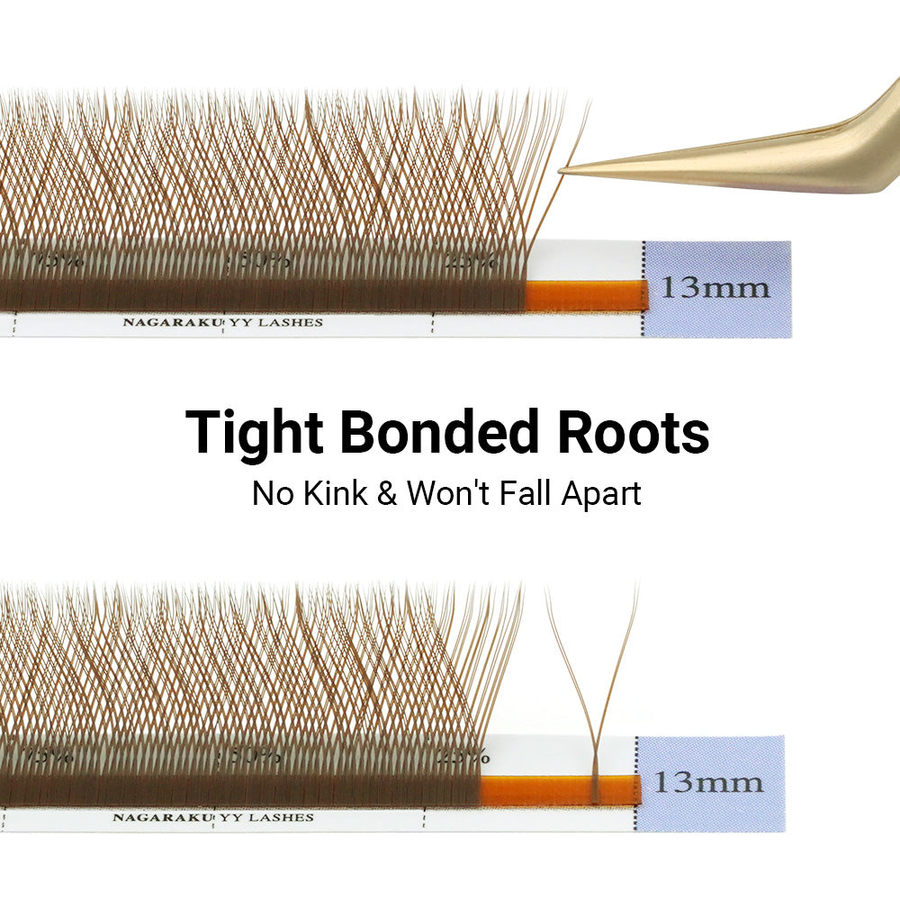 NAGARAKU Brown YY Shape Triple Tips Hand Woven  Eyelashes Extension