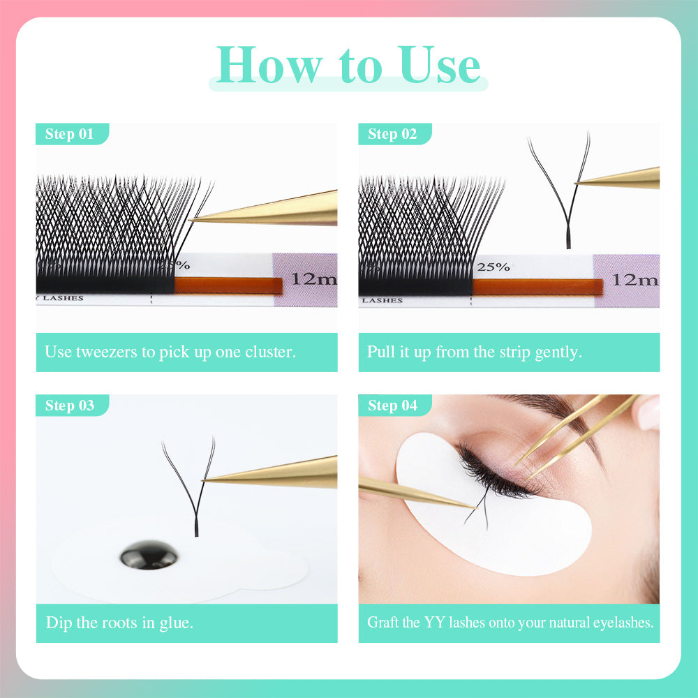 NAGARAKU L/M Curl YY Shape Triple Tips Hand Woven  Eyelashes Extension (10PCS)