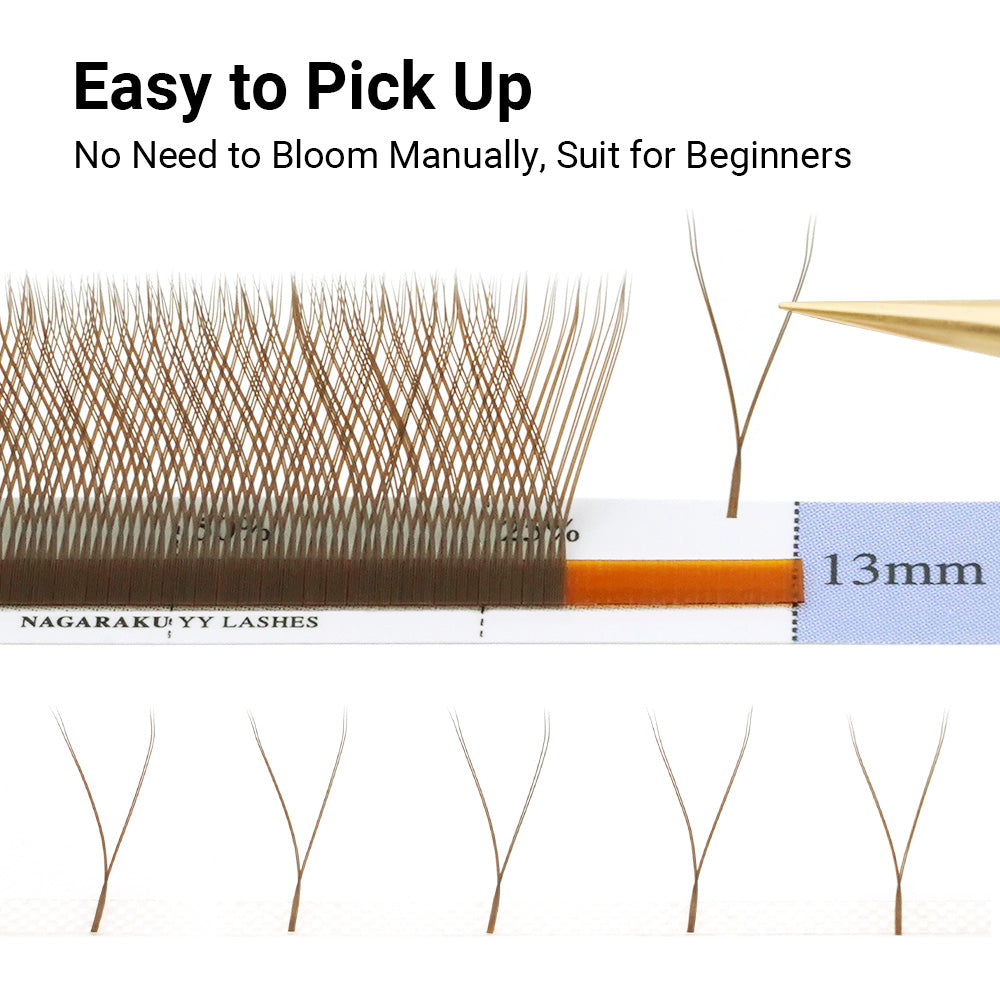 NAGARAKU Brown YY Shape Triple Tips Hand Woven  Eyelashes Extension
