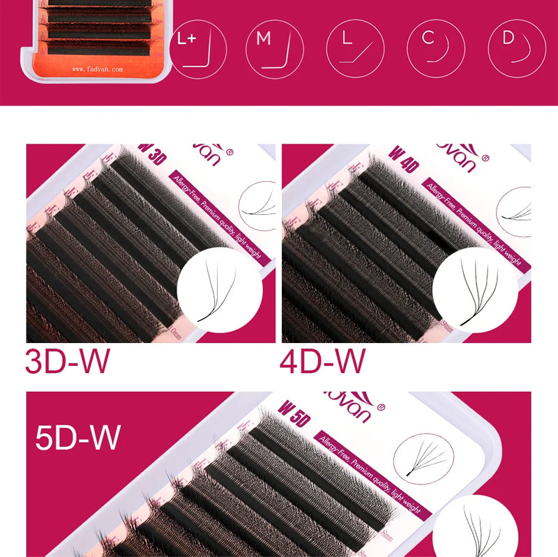 FADVAN L/L+/M Curl YY Shape Eyelashes Extension (10PCS)