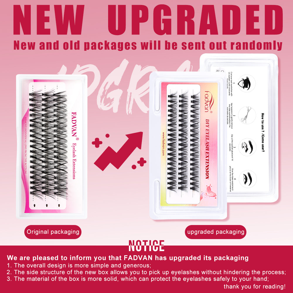 Fadvan 3 Rows Bundle Lashes D Curl Black Cluster lashes