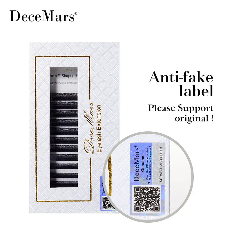 DeceMars YY Shape Black Eyelashes Extensions Two Tip Lashes (10PCS)
