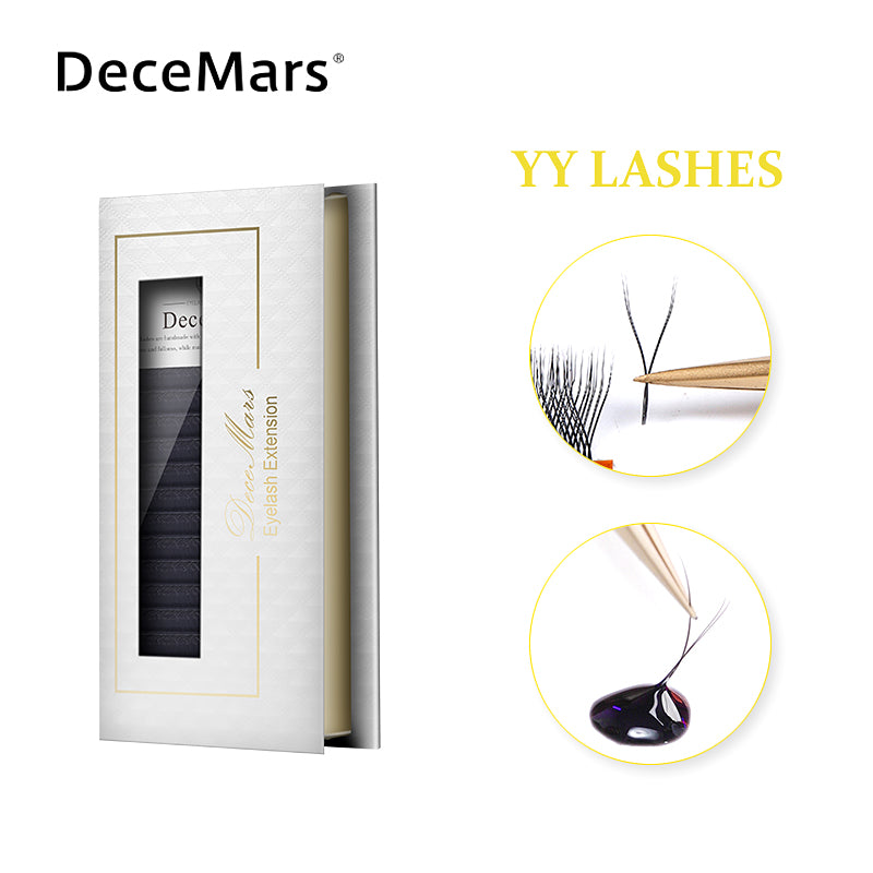 DeceMars YY Shape Black Eyelashes Extensions Two Tip Lashes (10PCS)