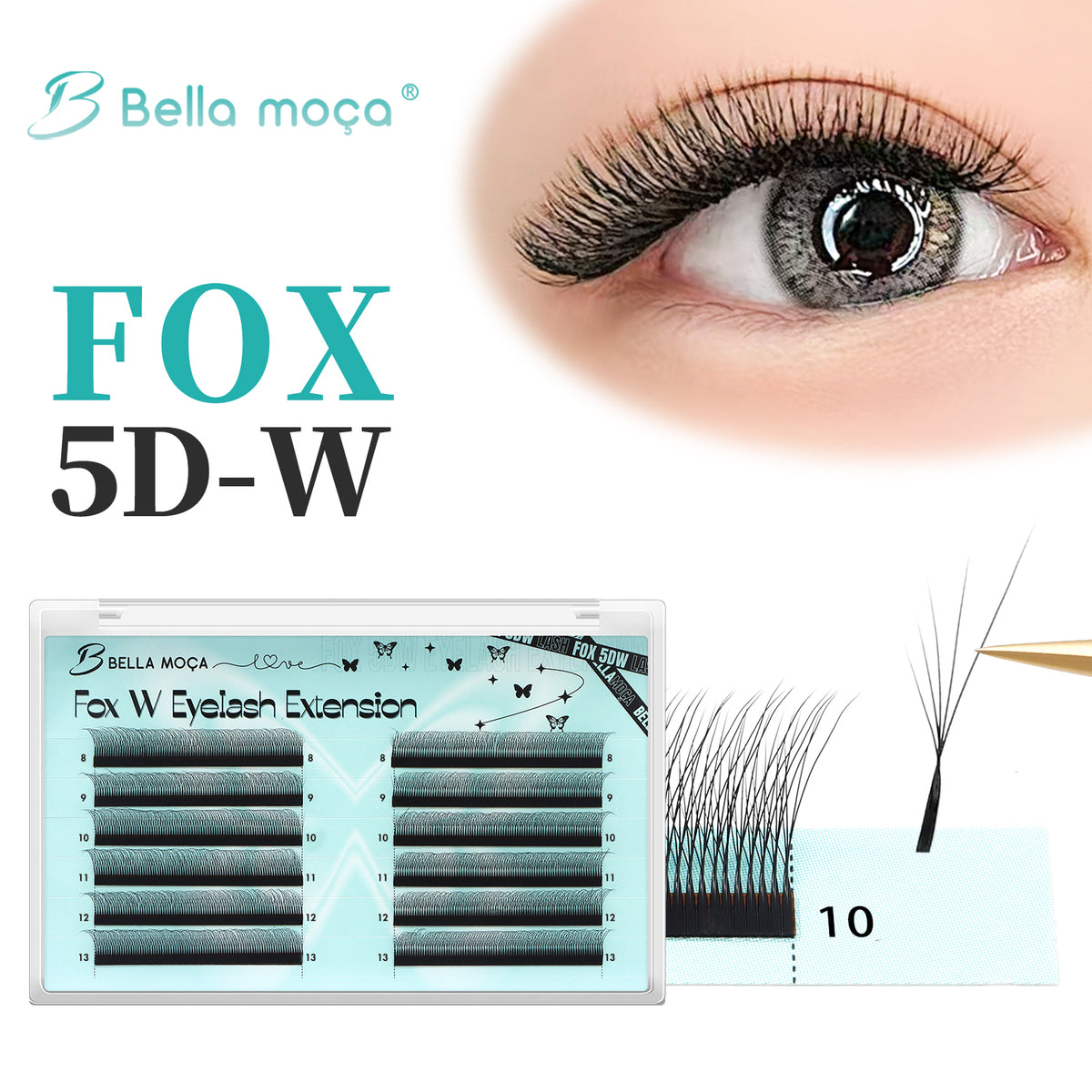 Bella Moça - Cílios Fox Eye 5DW Volume Egípcio Duplo 12 Linhas 0.07mm