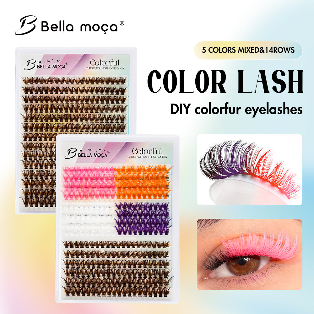 Bella Moça - Kit Cílios Coloridos Bundle Mix Color 14 Linhas (40 Tufos)