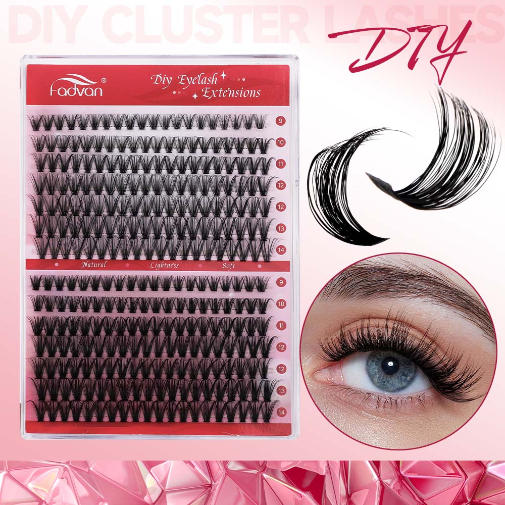 Fadvan 12Rows 30D/40D/50D Bundle Lashes D Curl Black Cluster lashes