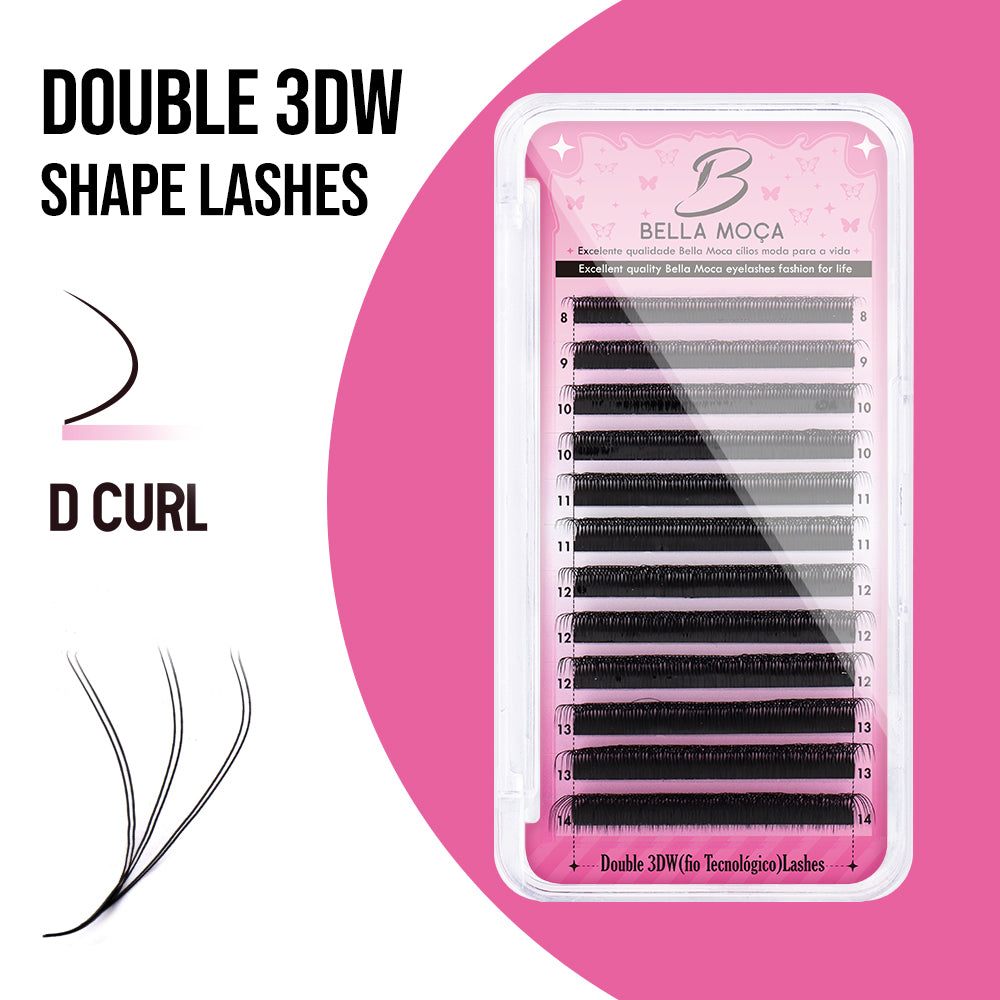 Bella Moça - Cílios Double 3DW Volume Egípcio Duplo 12 Linhas 0.07mm
