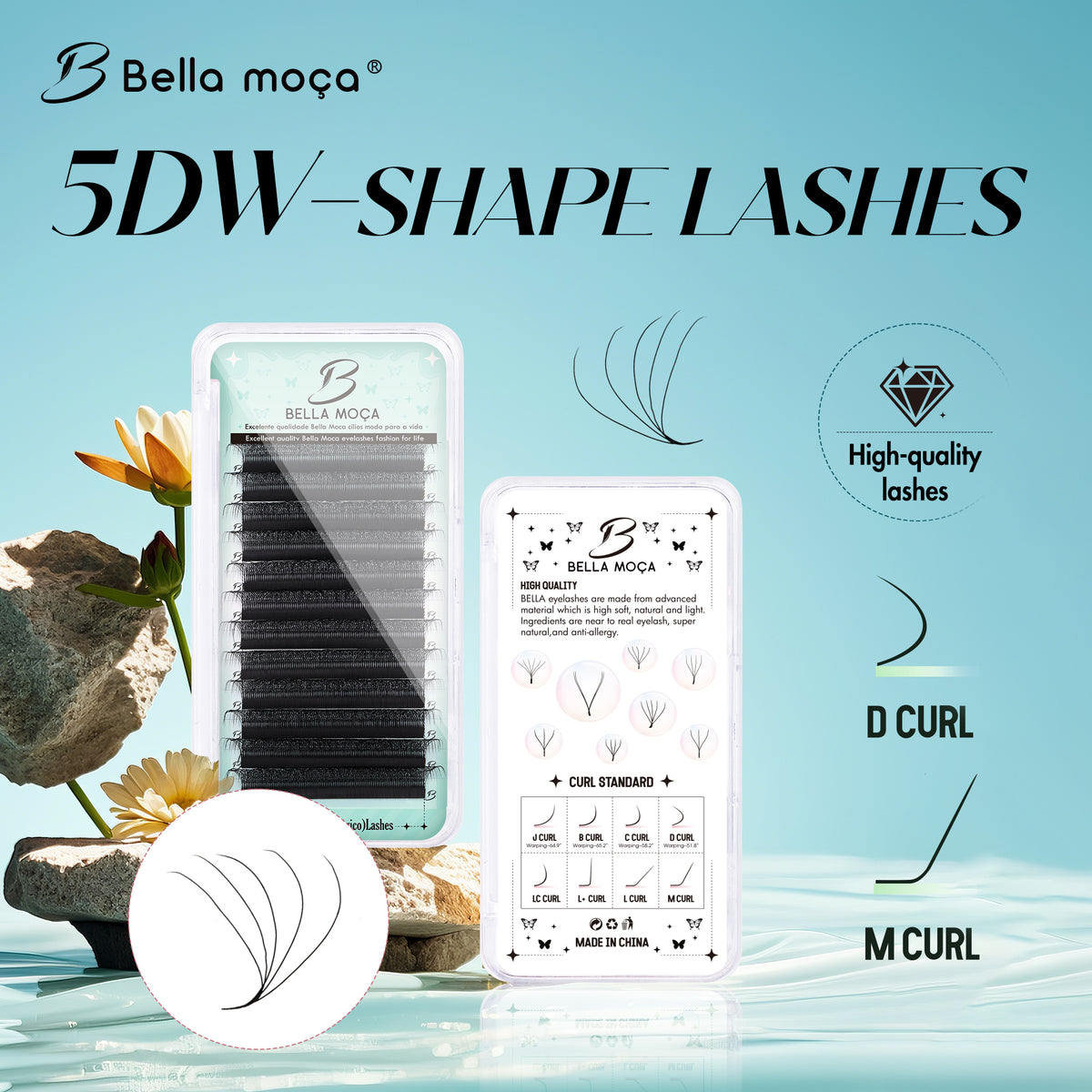 Bella Moça - Cílios 5DW Volume Egípcio 12 Linhas 0.07mm