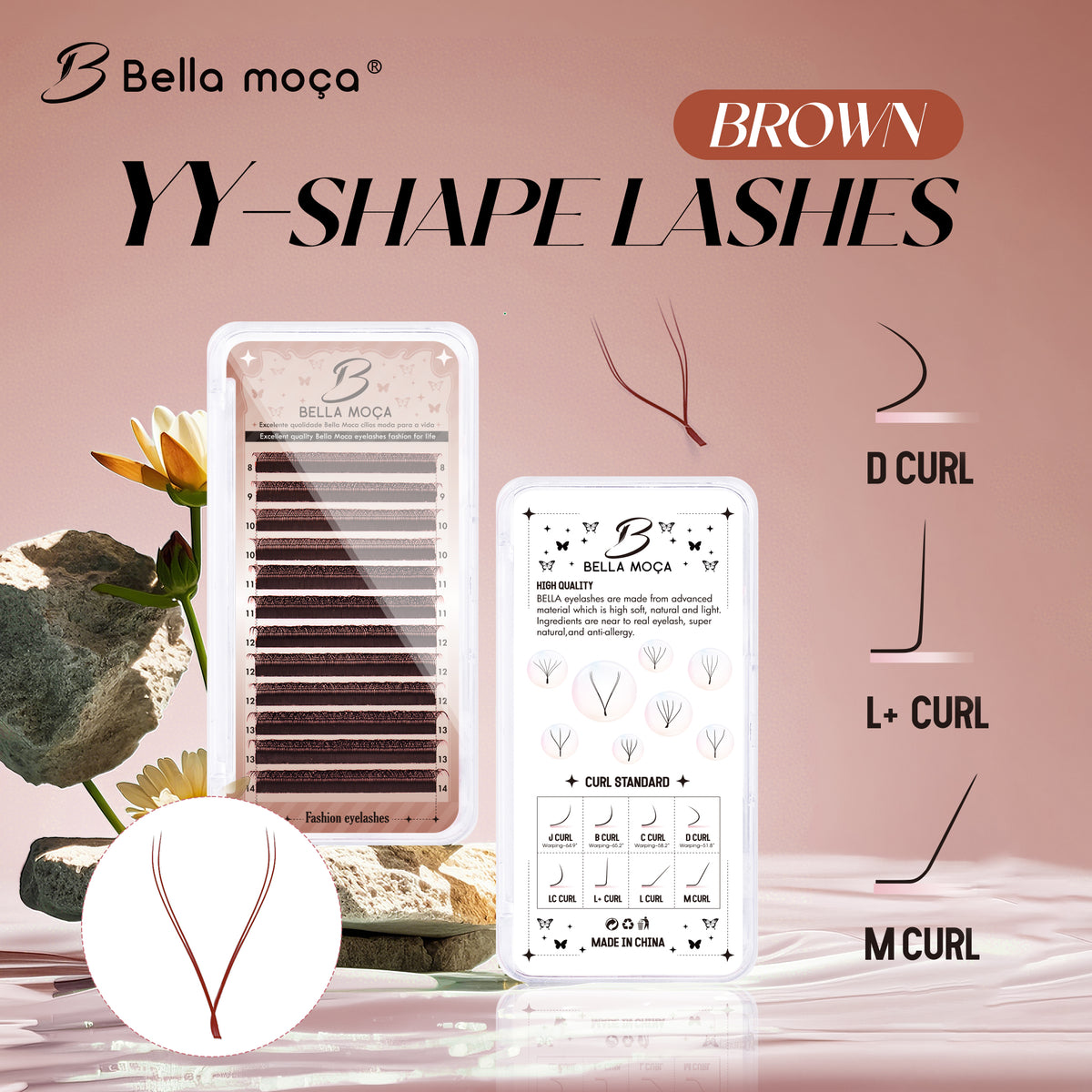 Bella Moça - Cílios YY Marrom Volume Brasileiro 12 Linhas 0.07mm