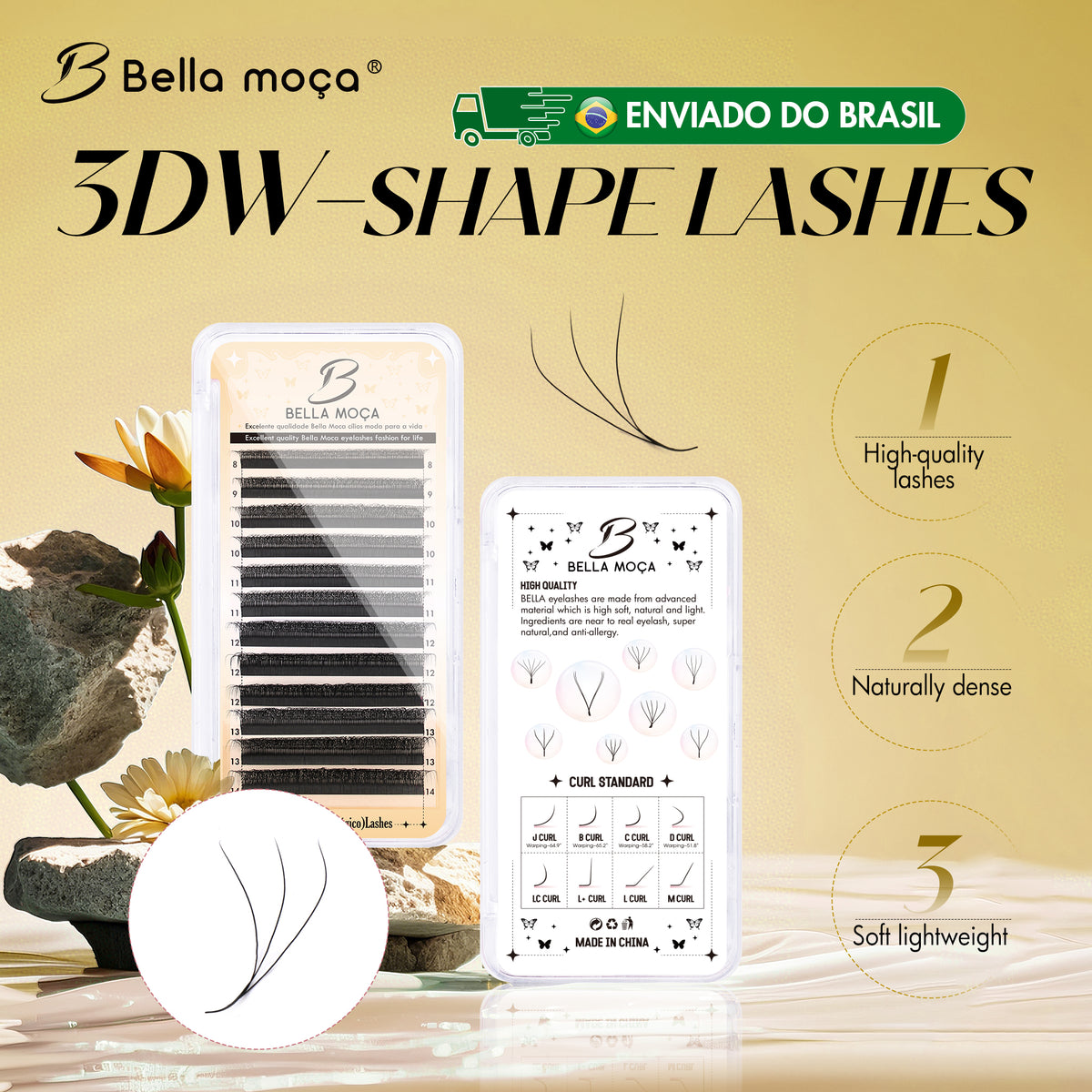 Bella Moça - Cílios 3DW Volume Egípcio 0.07mm