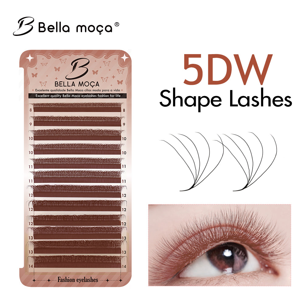 Bella Moça - Cílios 5DW Marrom Volume Egípcio 12 Linhas 0.07mm