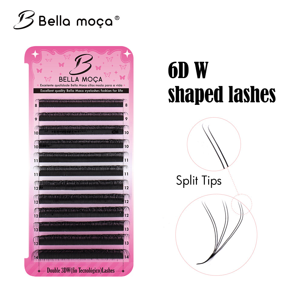Bella Moça Cílios Duplo W3D (volume egípcio) Curvatura 0.07D para Extensão de Cílios