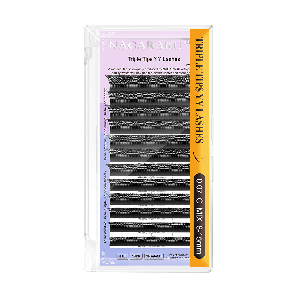 NAGARAKU Triple Tips YY Shape Hand Woven Premium Soft Light Eyelashes Extension (10PCS)