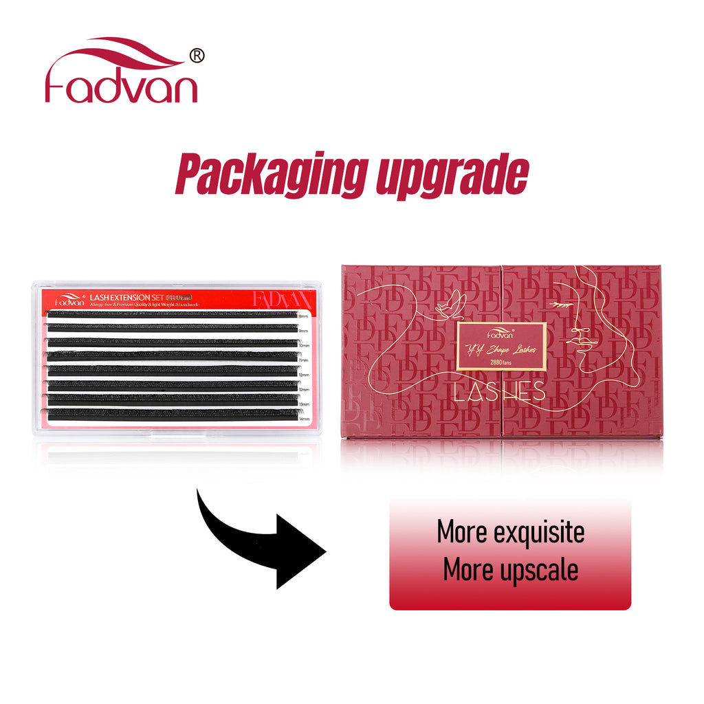 Fadvan 24 Rows YY lashes D Curl Black Lash Extensions