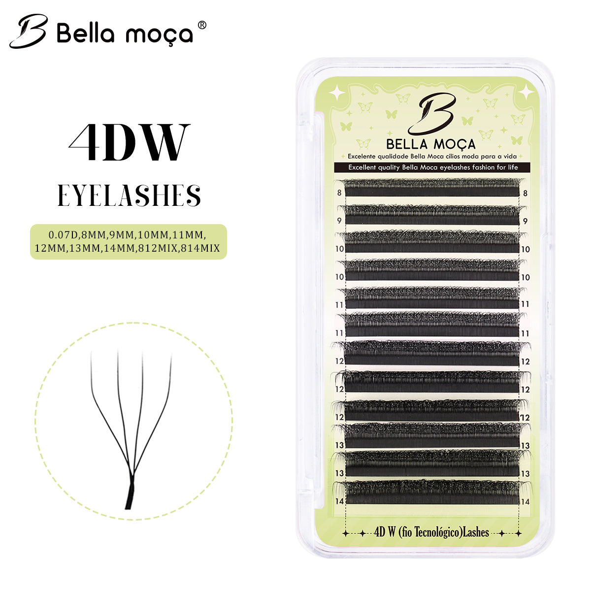 Bella Moça - Cílios 4DW Volume Egípcio 0.07mm