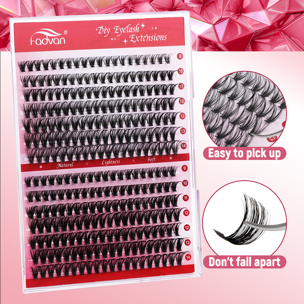 Fadvan 12Rows 30D/40D/50D Bundle Lashes D Curl Black Cluster lashes