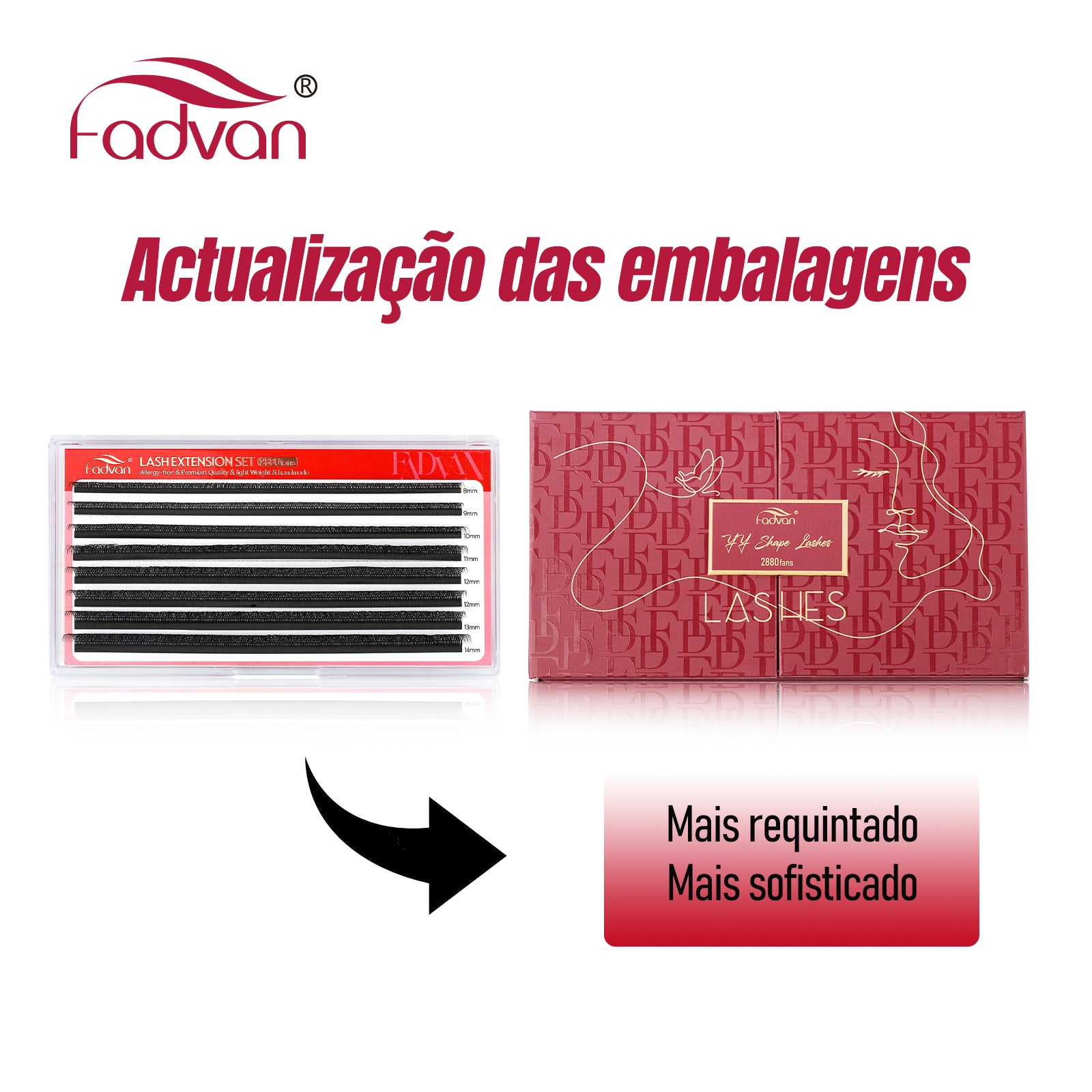 Fadvan 24 Rows YY lashes D Curl Black Lash Extensions