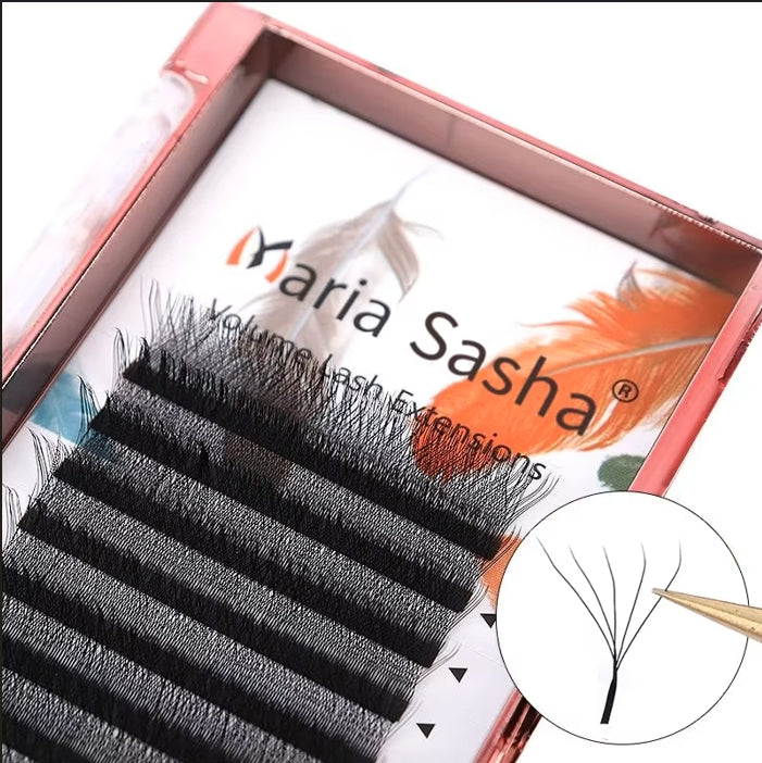 Maria Sasha 4DW-Shape Eyelash Extensions – Naturally Soft Colored Black Lashes