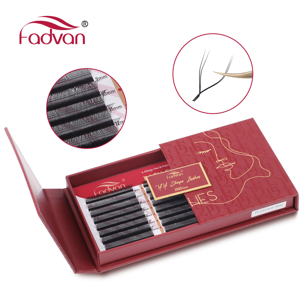 Fadvan 24 Rows YY lashes D Curl Black Lash Extensions