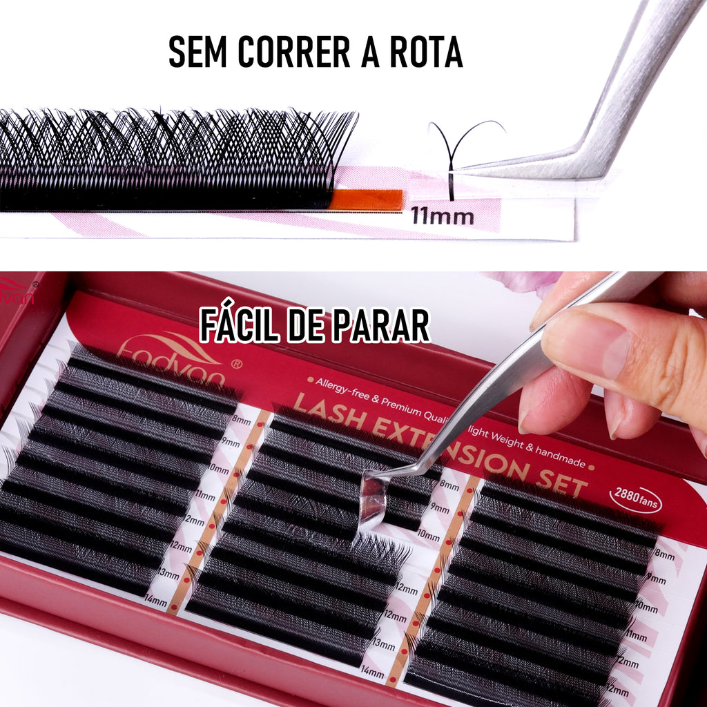 Fadvan 24 Rows YY lashes D Curl Black Lash Extensions