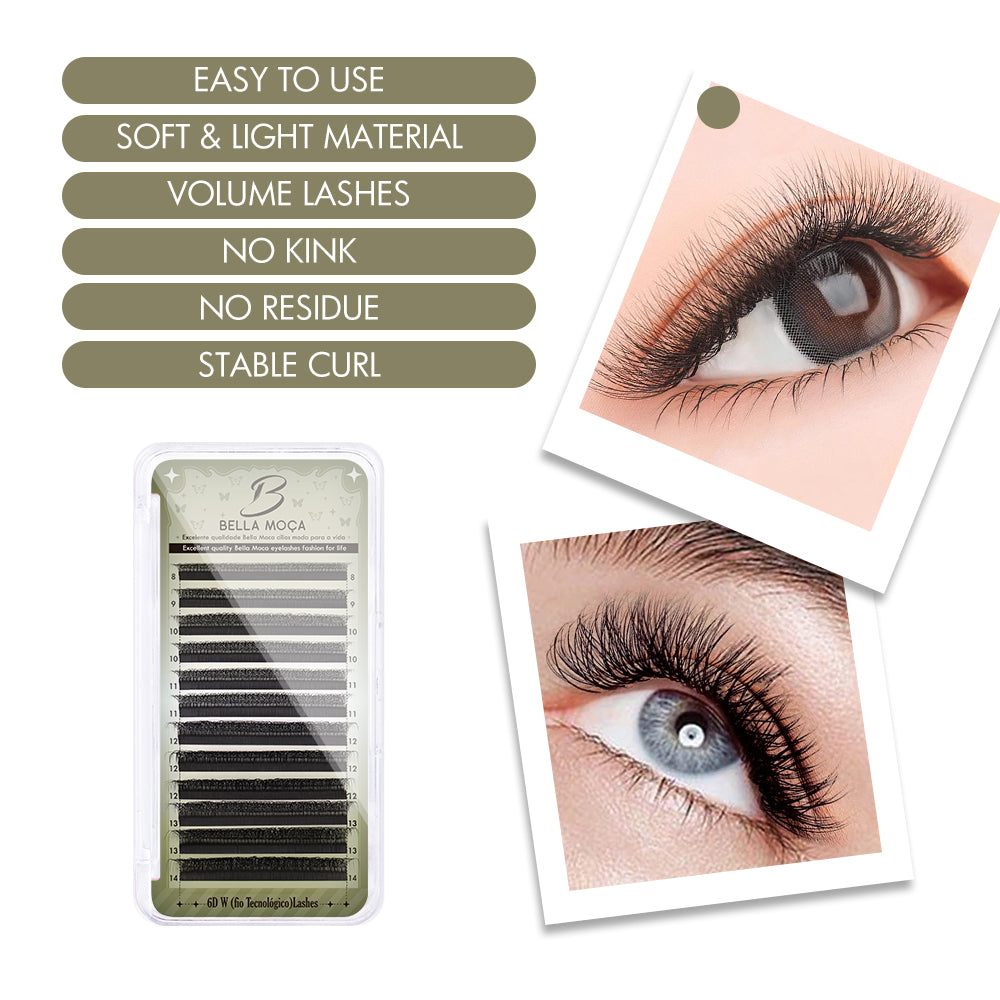 Bella Moça Cílios W6D (volume egípcio) Curvatura 0.07D para Extensão de Cílios