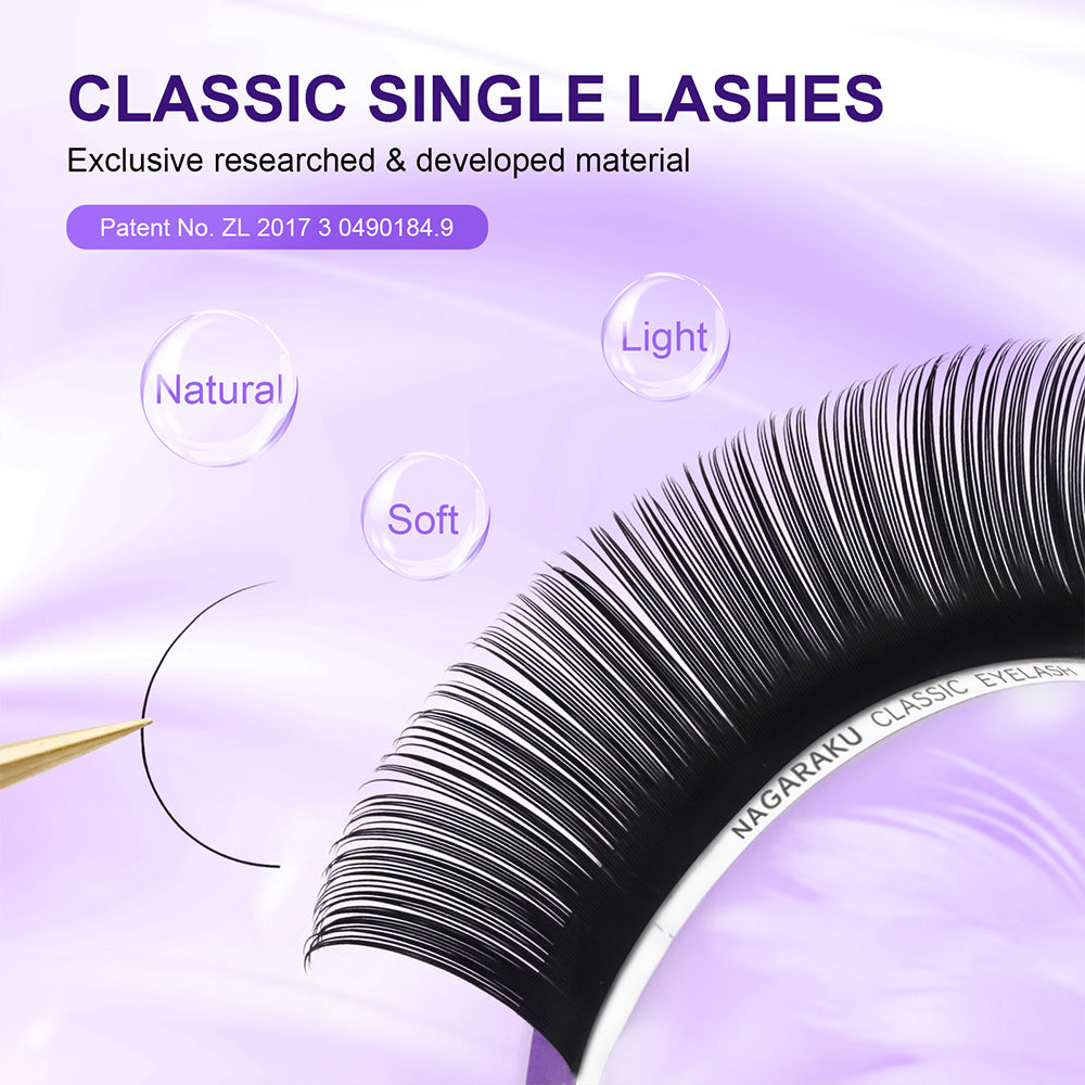 NAGARAKU 16Rows Classic Individual Eyelash Extension Lashes Matte Black Professional Soft Natural