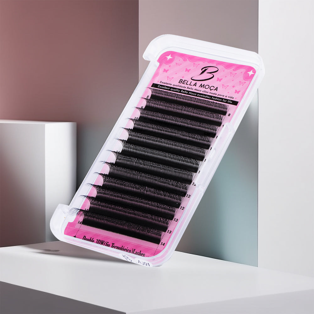 Bella Moça Cílios Duplo W3D (volume egípcio) Curvatura 0.07D para Extensão de Cílios