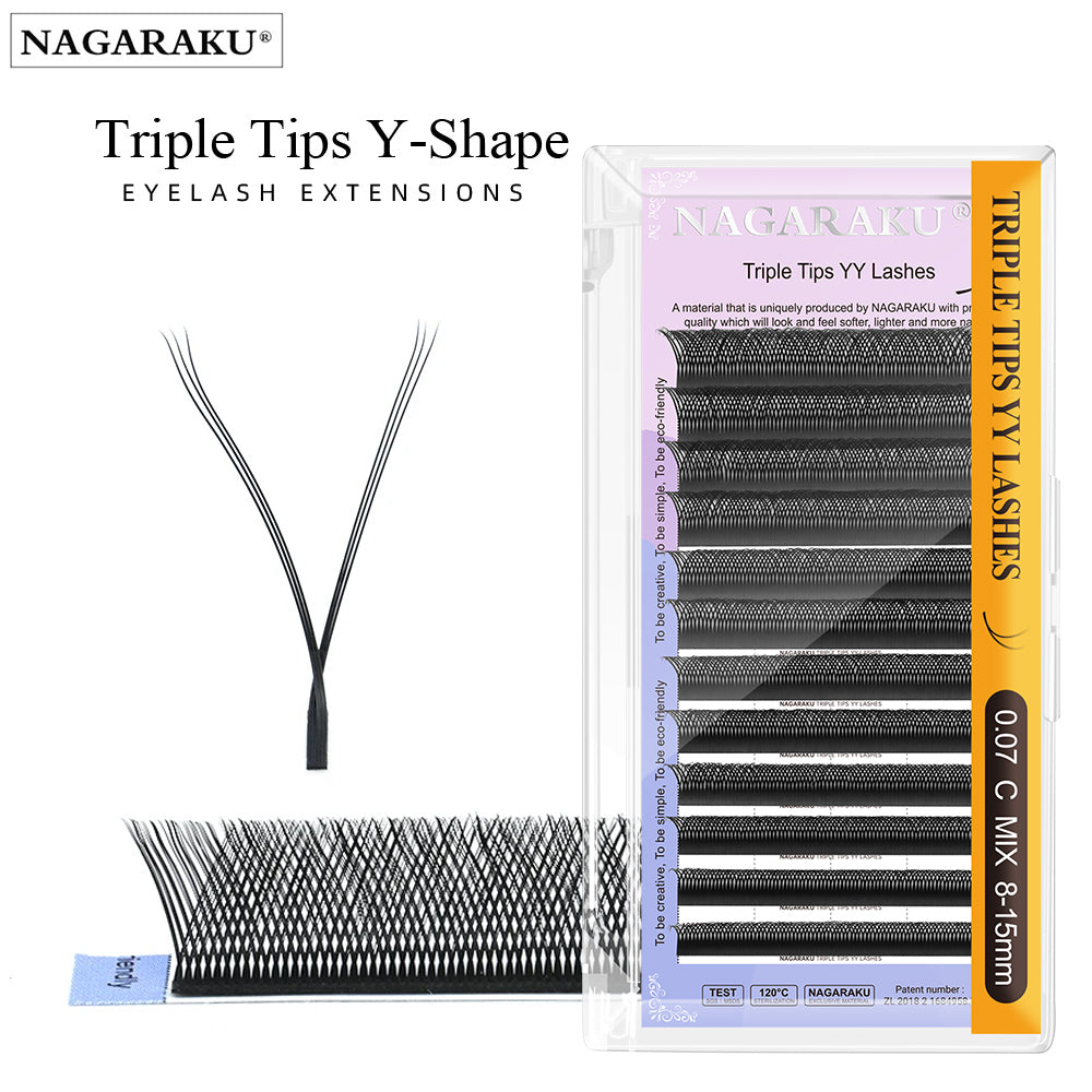 NAGARAKU Triple Tips YY Shape Hand Woven Premium Soft Light Eyelashes Extension (10PCS)