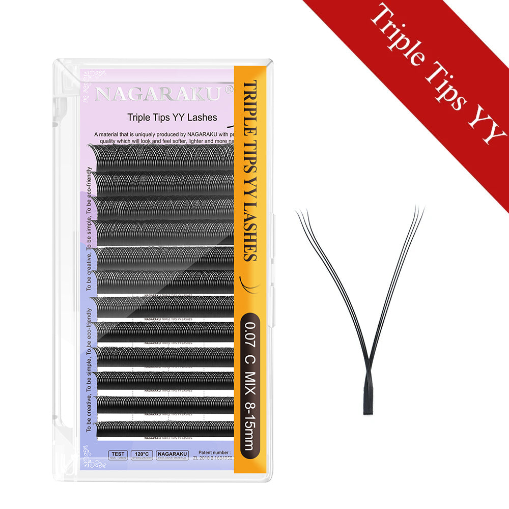 NAGARAKU Triple Tips YY Shape Hand Woven Premium Soft Light Eyelashes Extension (10PCS)